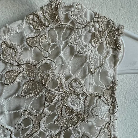Forever 21 Used Ivory and Gold lace shift dress